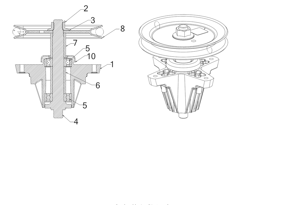 Spindle Diagram and Parts List for RZT-S42KH (17ARCBDS056)(2017) Cub Cadet Lawn Tractor
